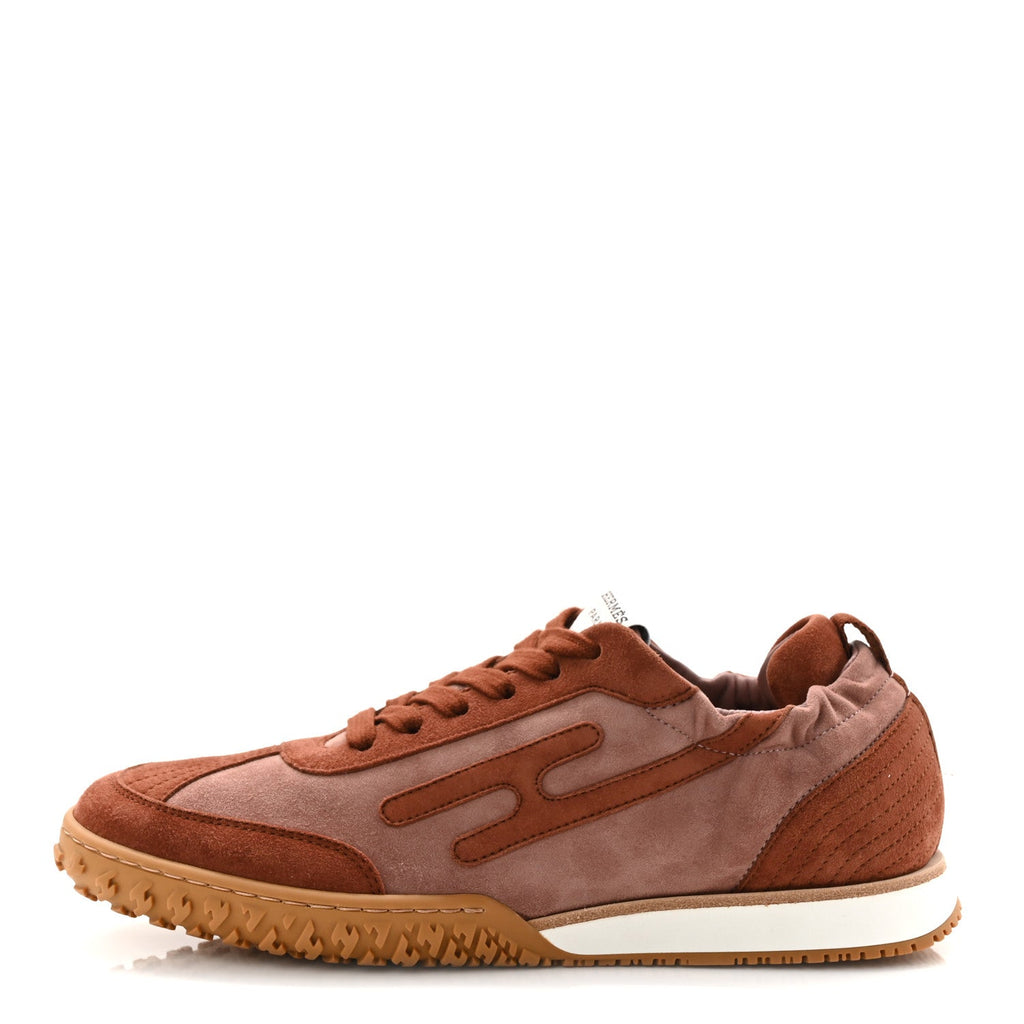 HERMES JET SNEAKER SUEDE ROSE ANTIQUE/ROUGE SEPIA
