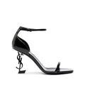 Saint Laurent Opyum Patent Leather Sandals - Black with black heel logo