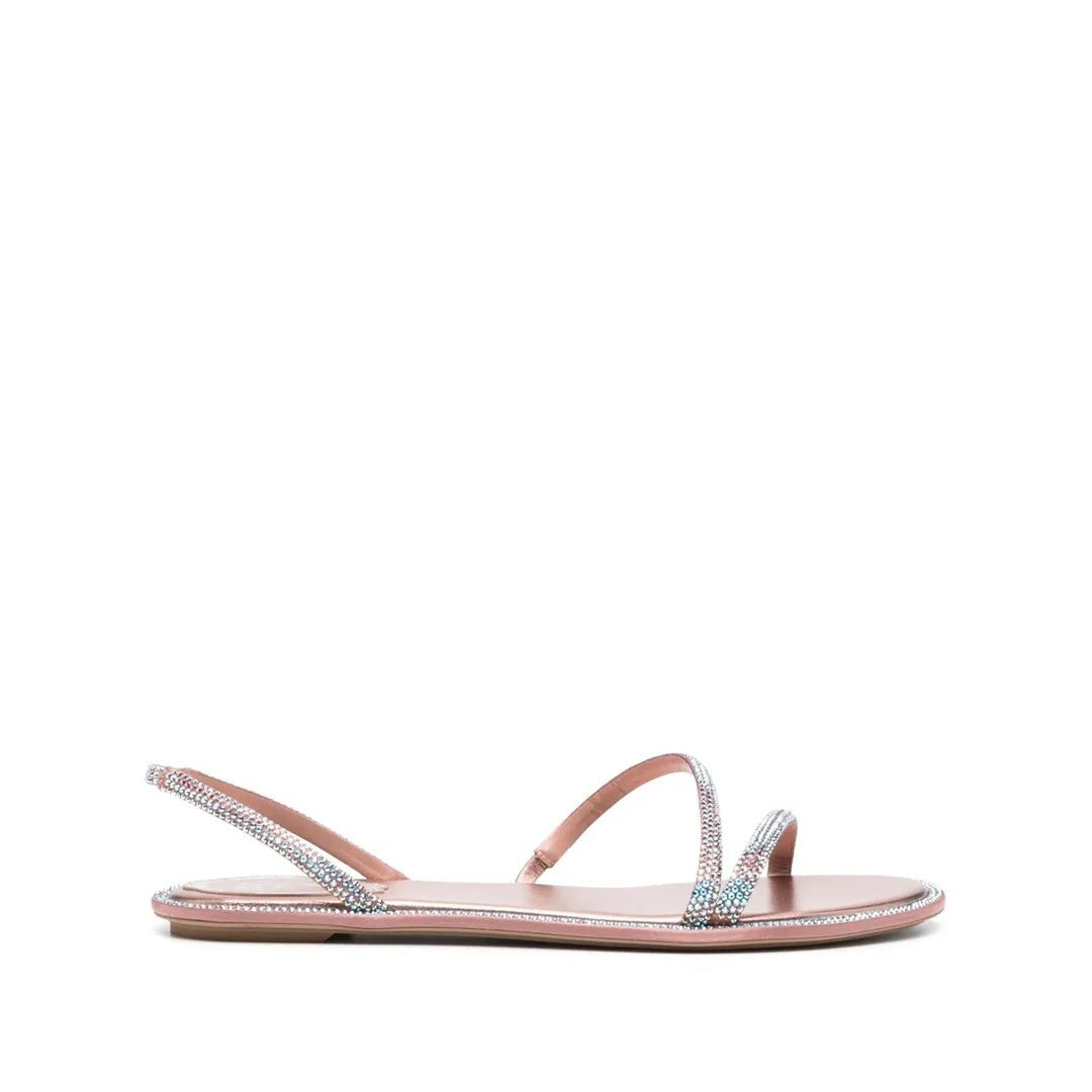 René Caovilla Round-Toe Flat Sandal - Pink