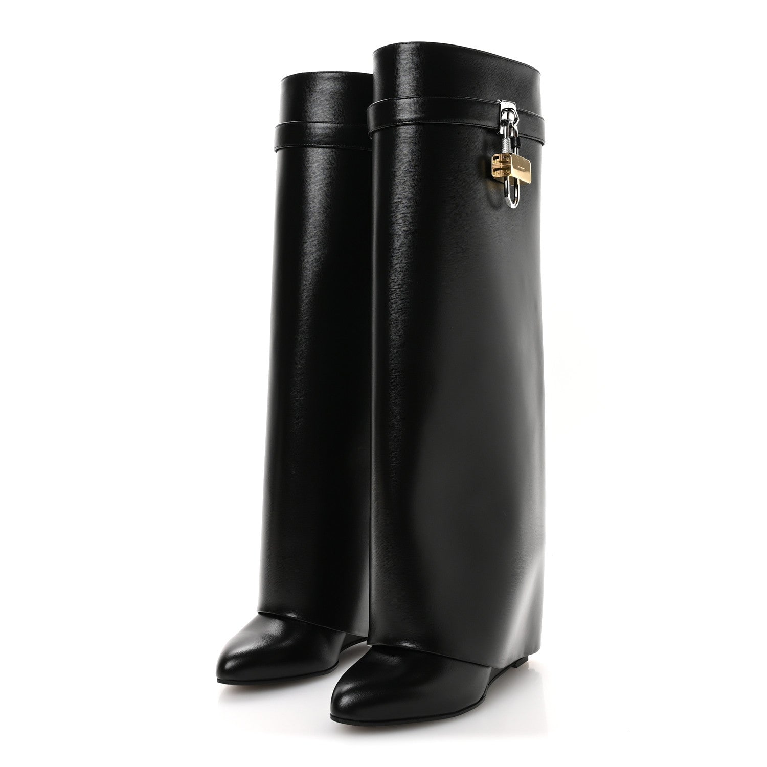 GIVENCHY BOX CALFSKIN SHARK LOCK PANT BOOT NATURAL BLACK