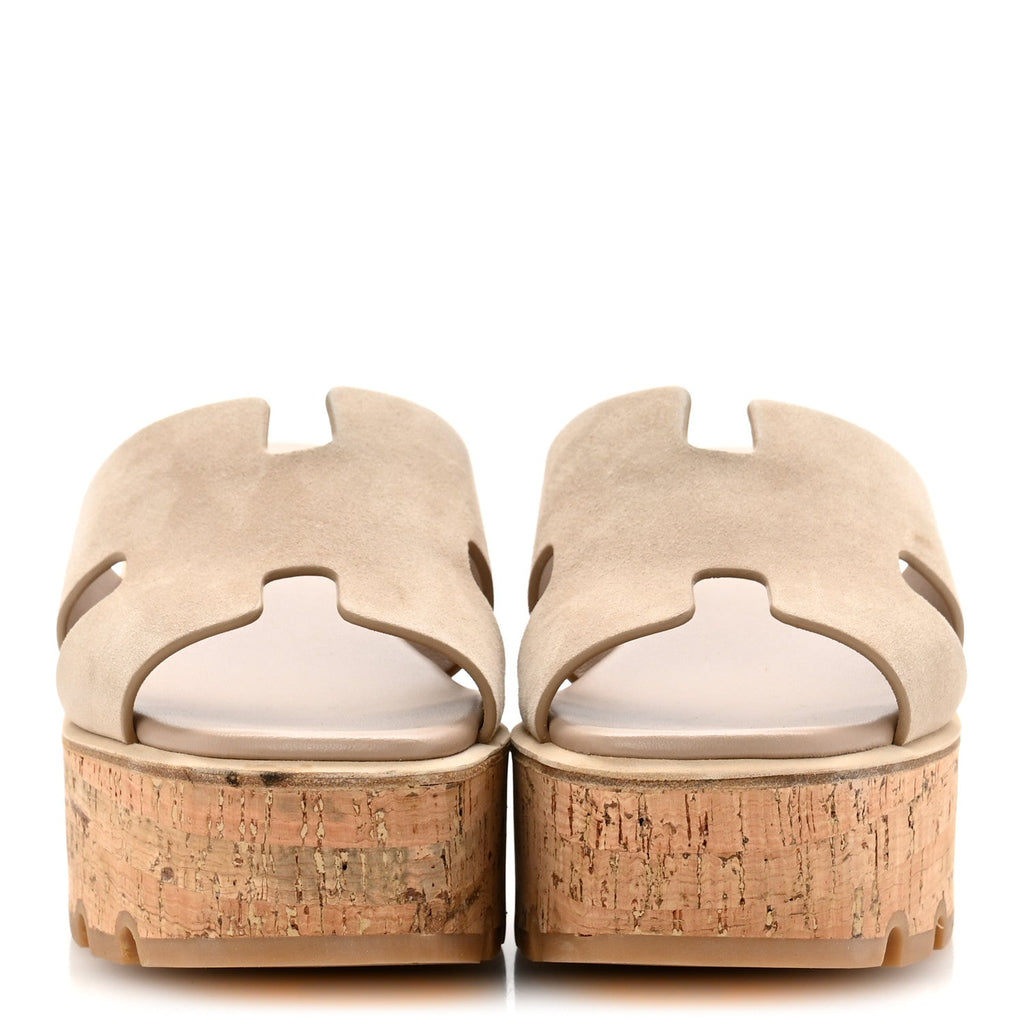 HERMES SANDAL CHYPRE SUEDE GOATSKIN BEIGE ARGILE