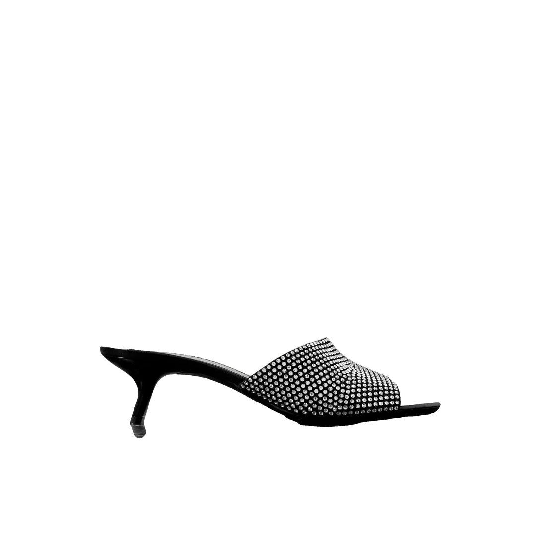 Loewe Suede Petal Anagram Heeled Mules 45 - Black