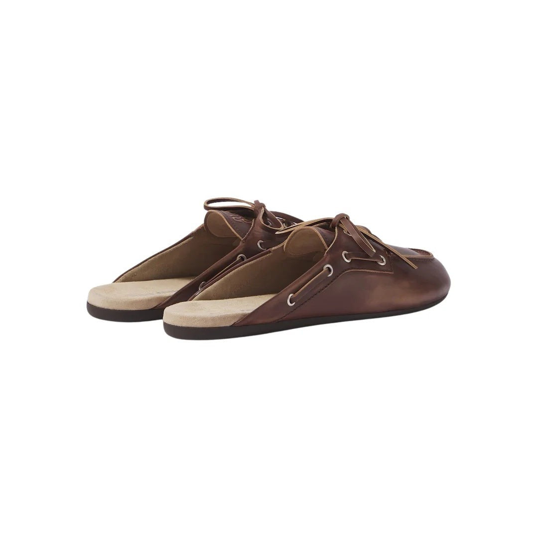 Miu Miu Leather Mules Cream - Brown