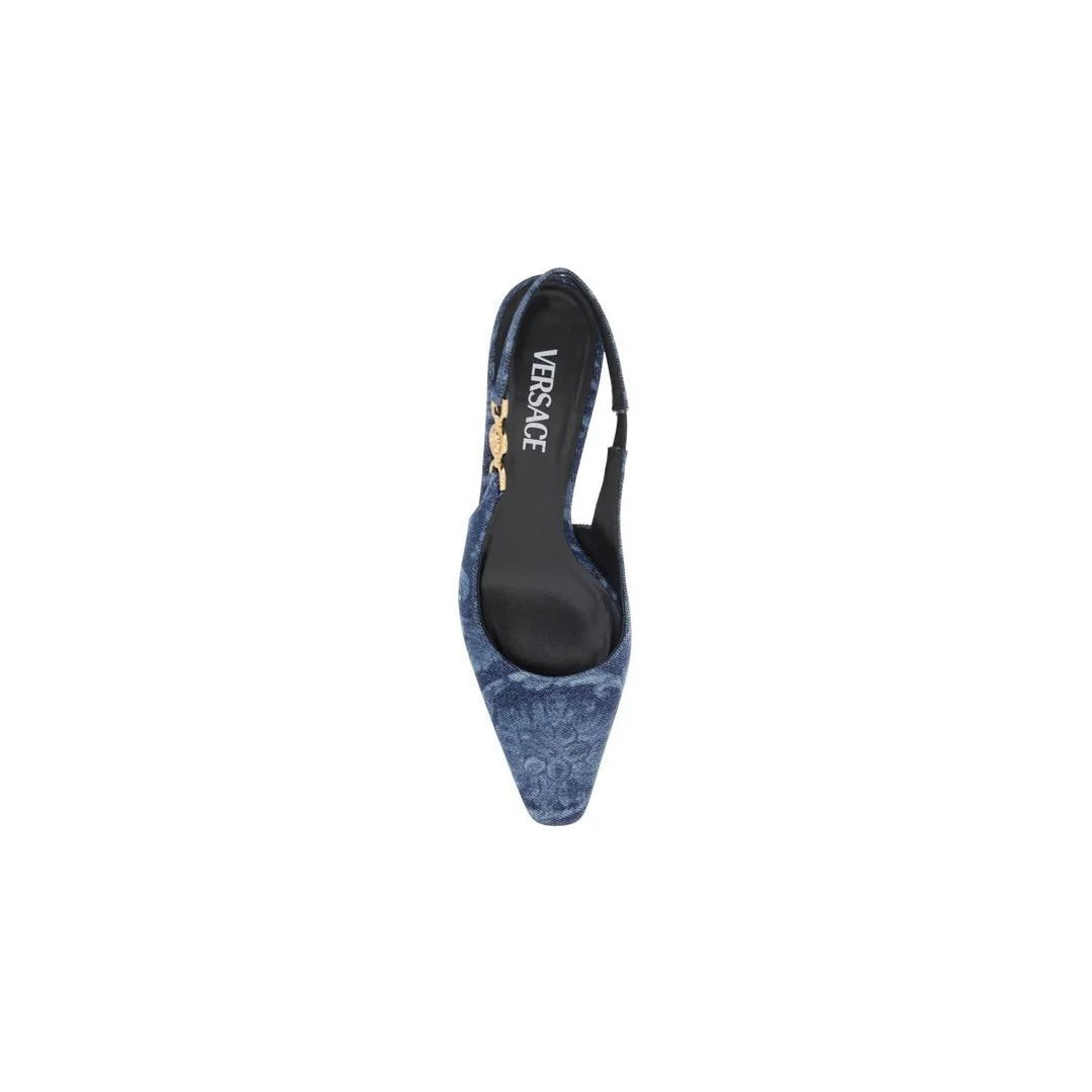 Versace Printed Pumps - Blue Denim