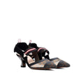 Fendi Colibrì Embroidered Mesh Slingback Pumps - Black/Brown