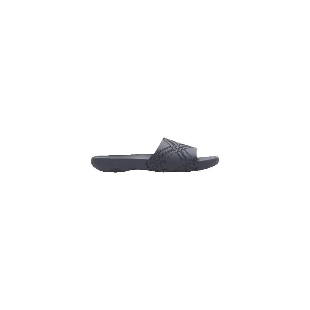 Burberry Dive Embossed Slide Sandals - Dark Gray/Navy