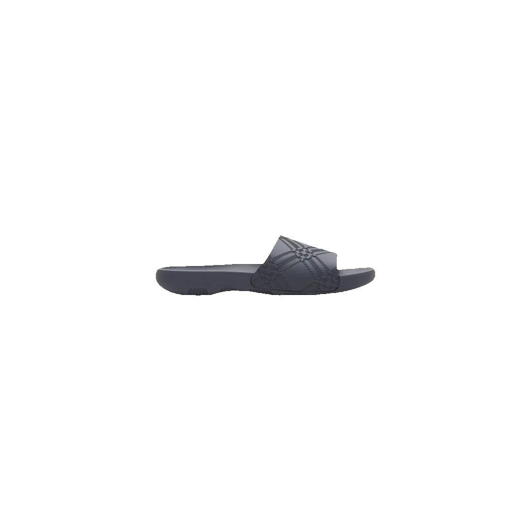Burberry Dive Embossed Slide Sandals - Dark Gray/Navy