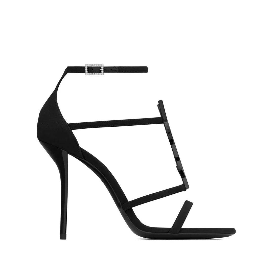 Saint Laurent 100mm Cassandra Open-Toe Sandals - Black