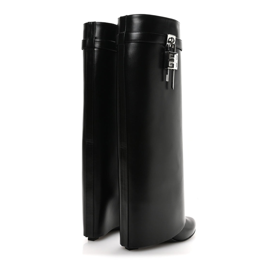 GIVENCHY BOX CALFSKIN SHARK LOCK PANT BOOT NATURAL BLACK