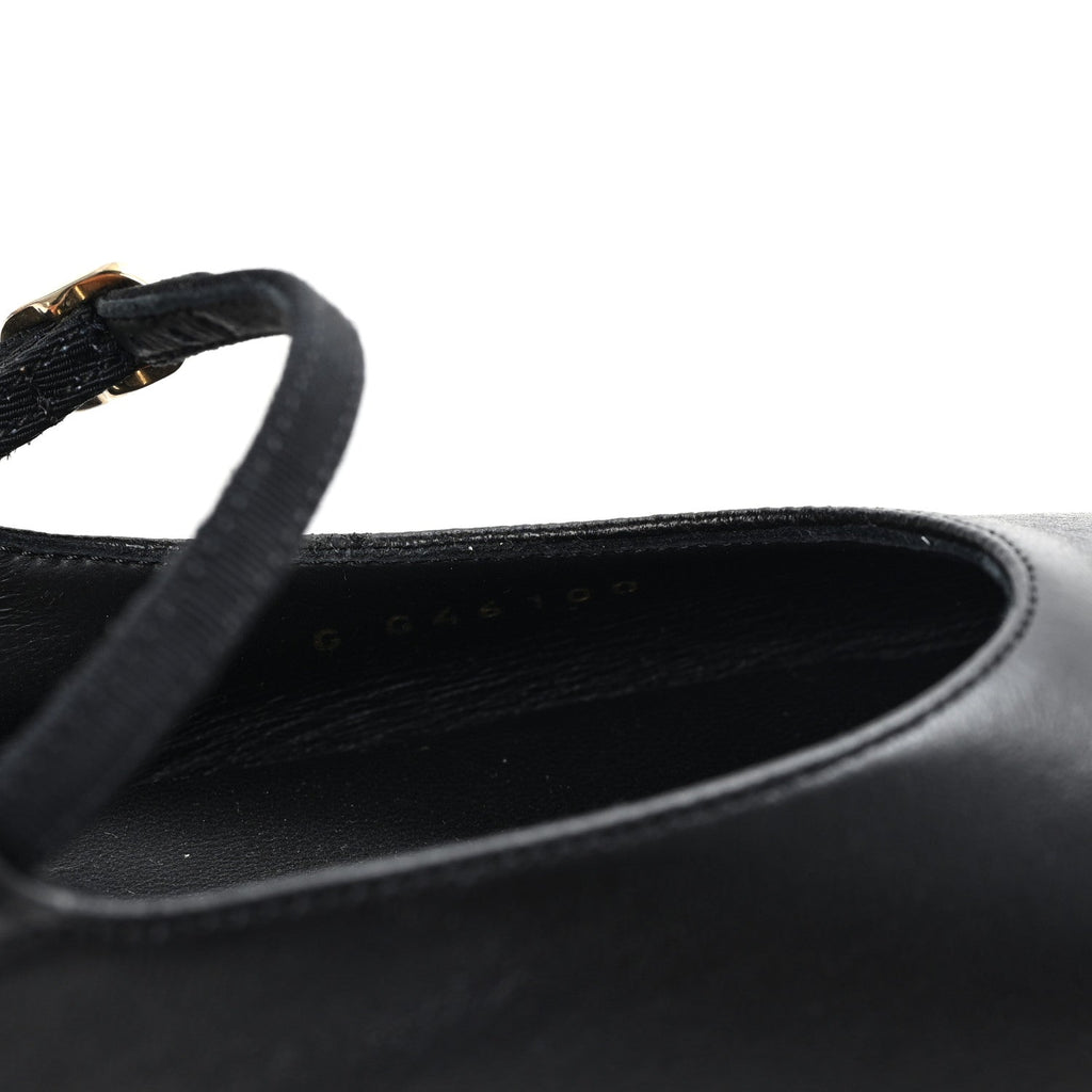 CHANEL SATIN CRYSTAL LAMBSKIN GROSGRAIN BOW CC SLINGBACK FLATS BLACK SLINGBACK WITH PEARLS