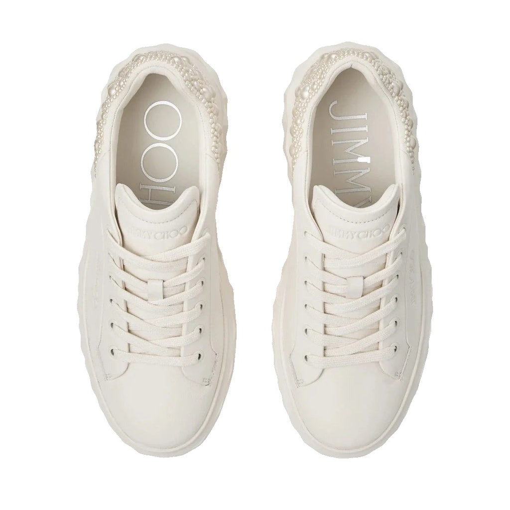 Jimmy Choo Diamond Maxi/F II Leather Sneaker - Latte/Pearl