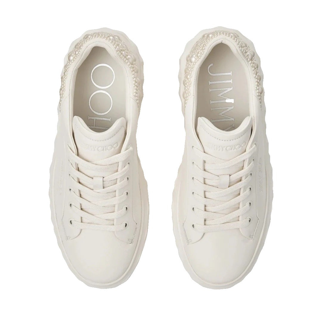 Jimmy Choo Diamond Maxi/F II Leather Sneaker - Latte/Pearl