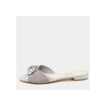 Miu Miu Vitello Crystal Flat Sandal - Grey