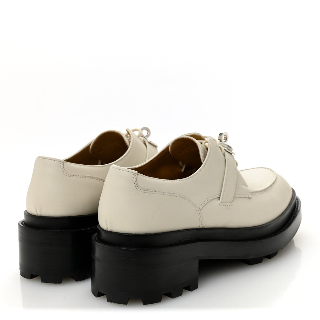 HERMES FIRST DERBY OXFORD LOAFER CALFSKIN BEIGE GLAISE SHW