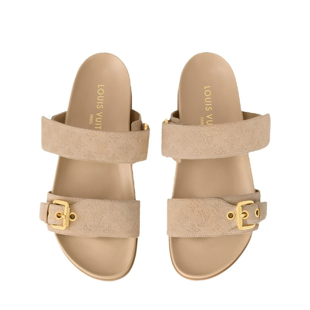 Louis Vuitton Monogram Denim Bom Dia Flat Mule Sandal - Beige