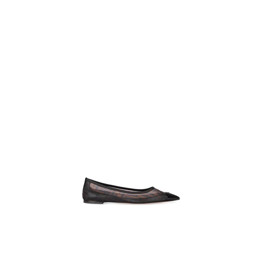 Fendi Mesh Colibrì Ballet Flats - Black/Brown