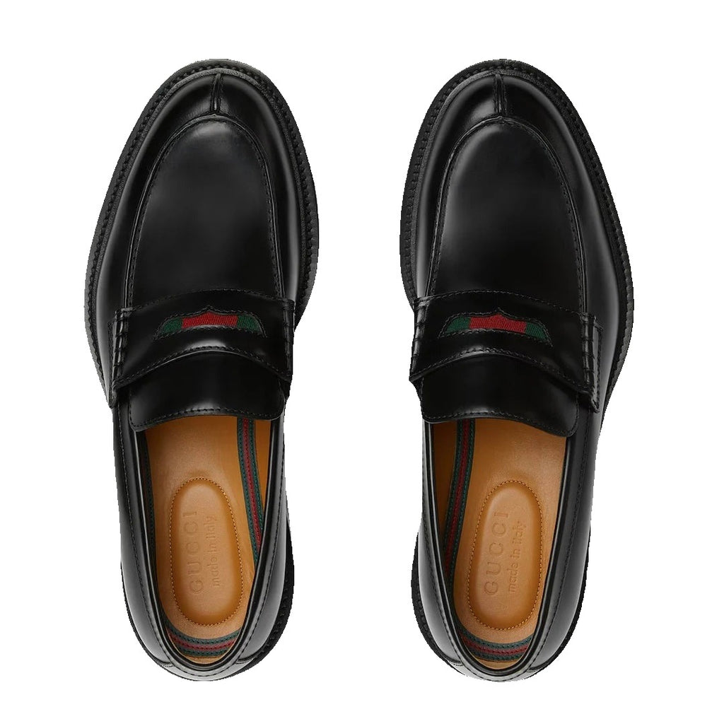 Gucci Como Loafer, Leather - Black with Web Detail