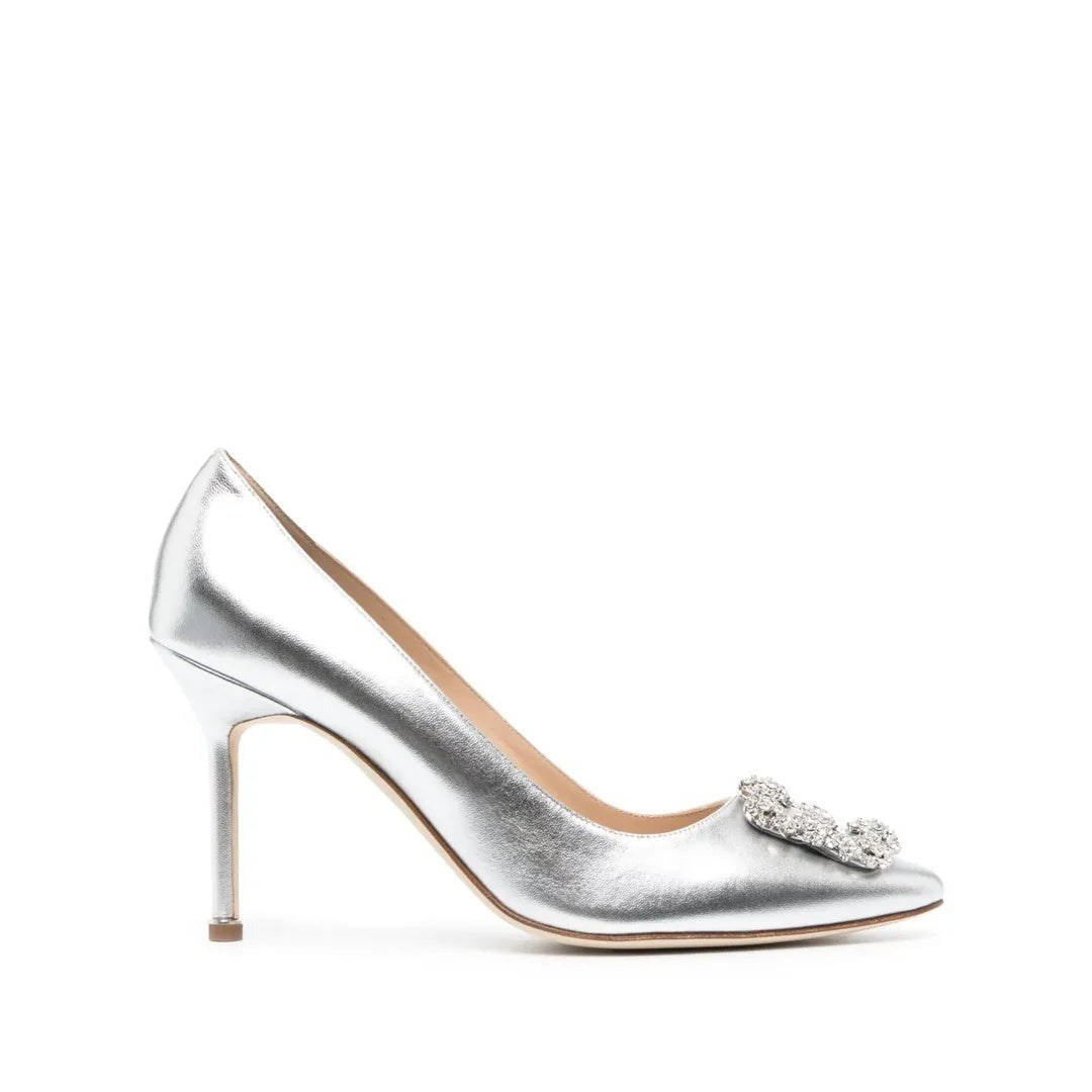 Manolo Blahnik Hangisi 50 Satin Pump - Silver