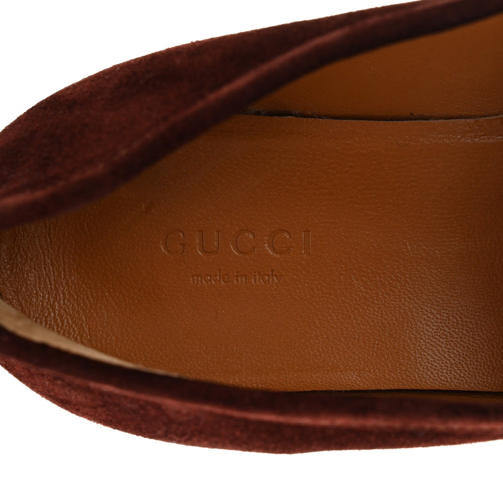 GUCCI VELVET GG MONOGRAM HORSEBIT JORDAAN LOAFERS BLUE BROWN SUEDE