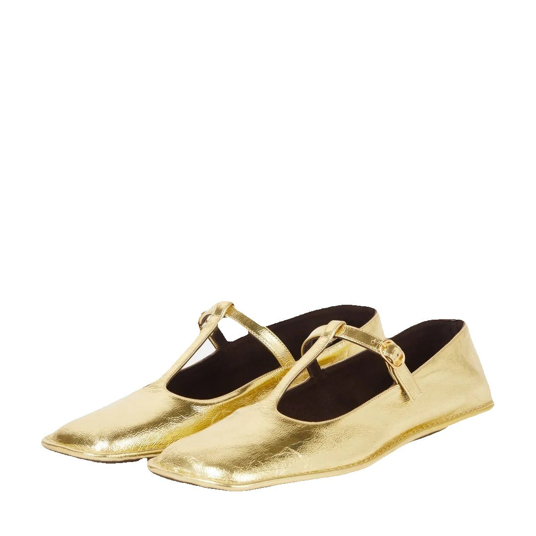 Givenchy Sliced Square Mary Jane Flats - Gold