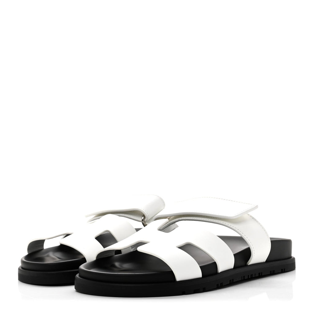 HERMES CHYPRE SANDALS CALFSKIN WHITE
