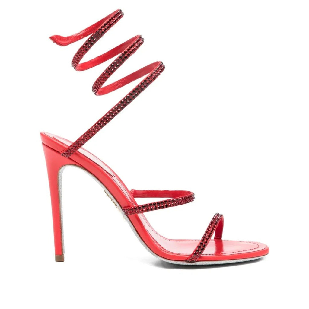 René Caovilla Satin Chandelier Heeled Mule 80 - Red