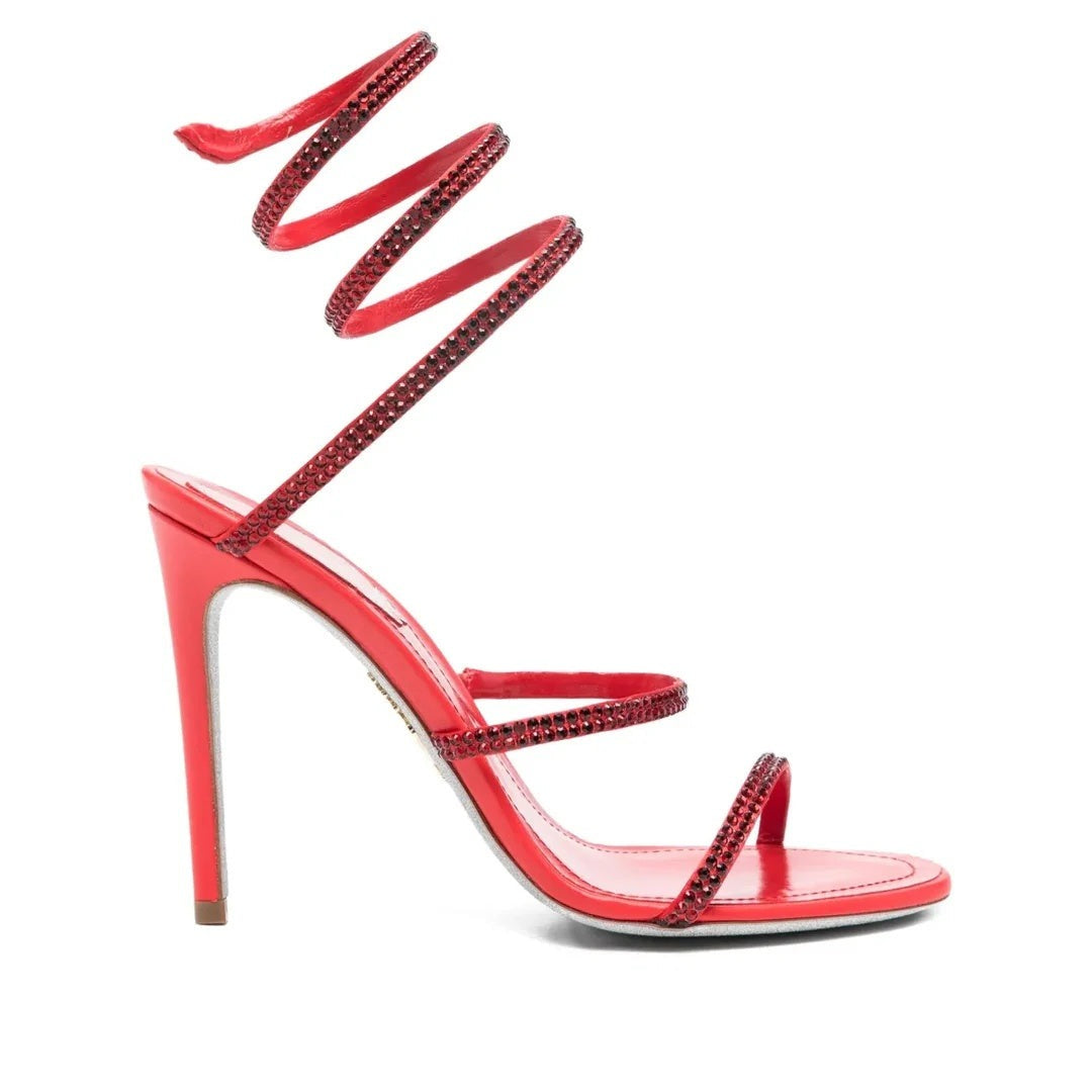 René Caovilla Satin Chandelier Heeled Mule 80 - Red