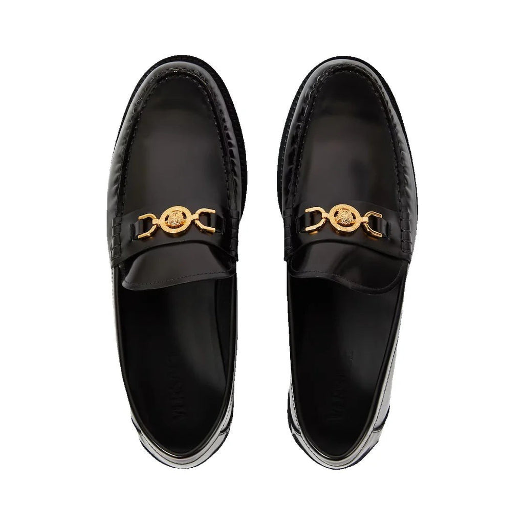 Versace Medusa Calf Leather Loafers - Black