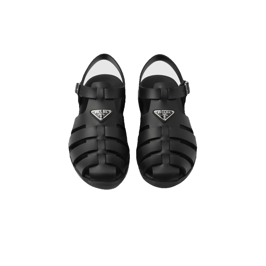 Prada 90mm Stride Suede Platform Fisherman Sandals - Black