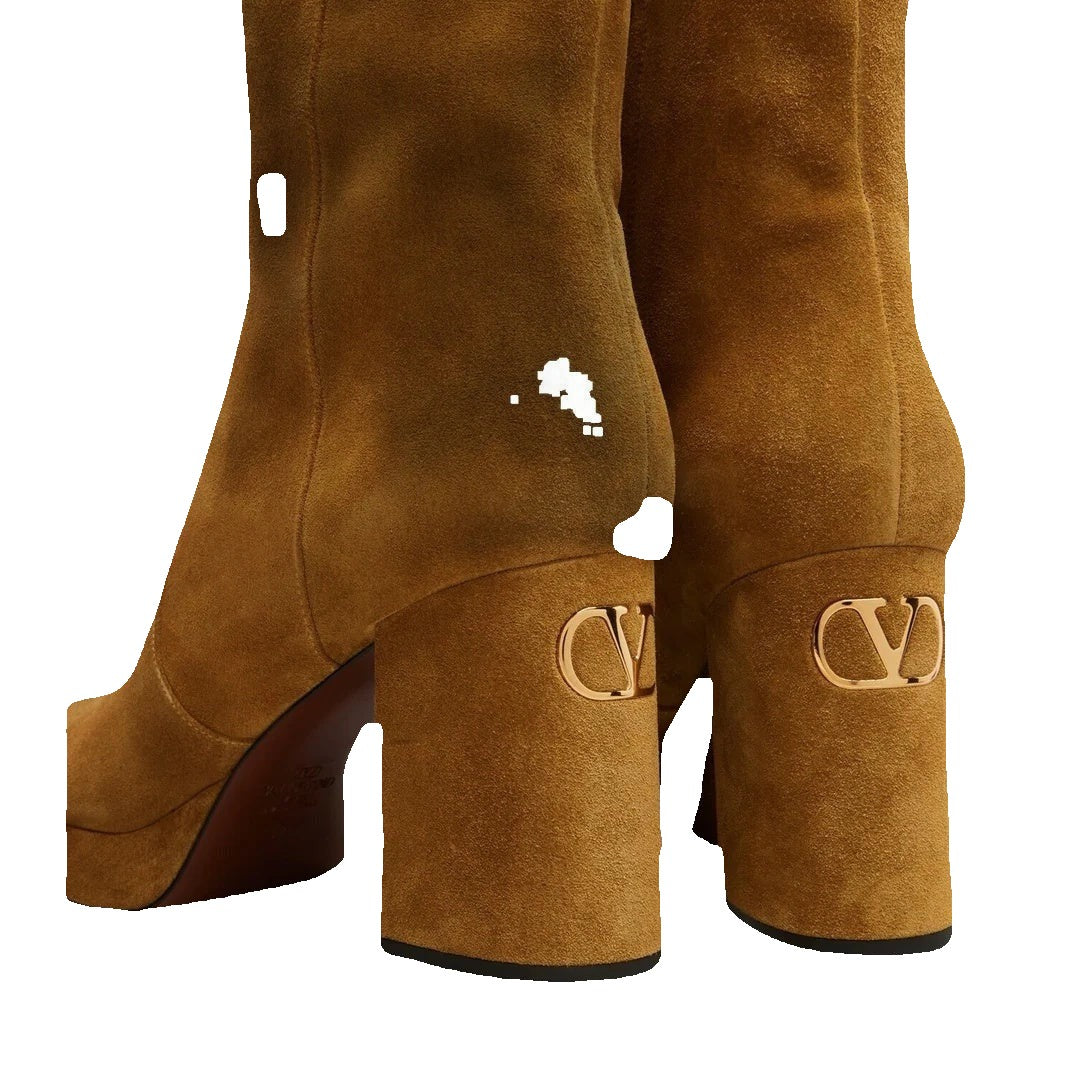 Valentino Garavani Fawcette Platform Ankle Boot Calfskin 90mm - Tan/Brown