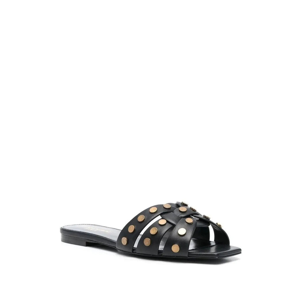 Saint Laurent Tribute Flat Sandals - Black (studded)