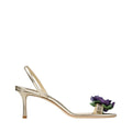 Jimmy Choo 70mm Freja Flower Leather Sandals - Gold with Purple Flower