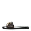 LOUIS VUITTON MONOGLAM LOCK IT FLAT MULE GOLD