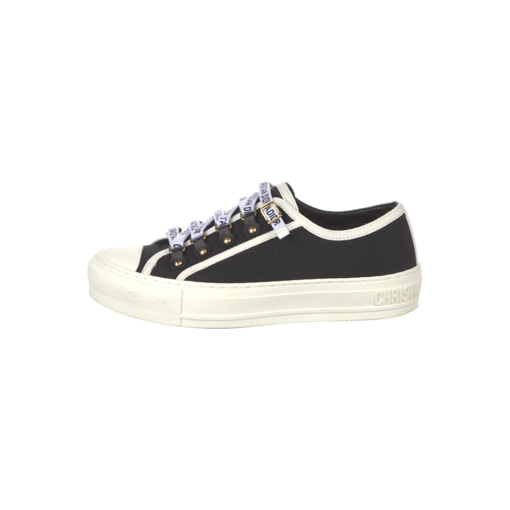 CHRISTIAN DIOR WALK'N'DIOR LOW TOP SNEAKERS BLACK CANVAS BLACK