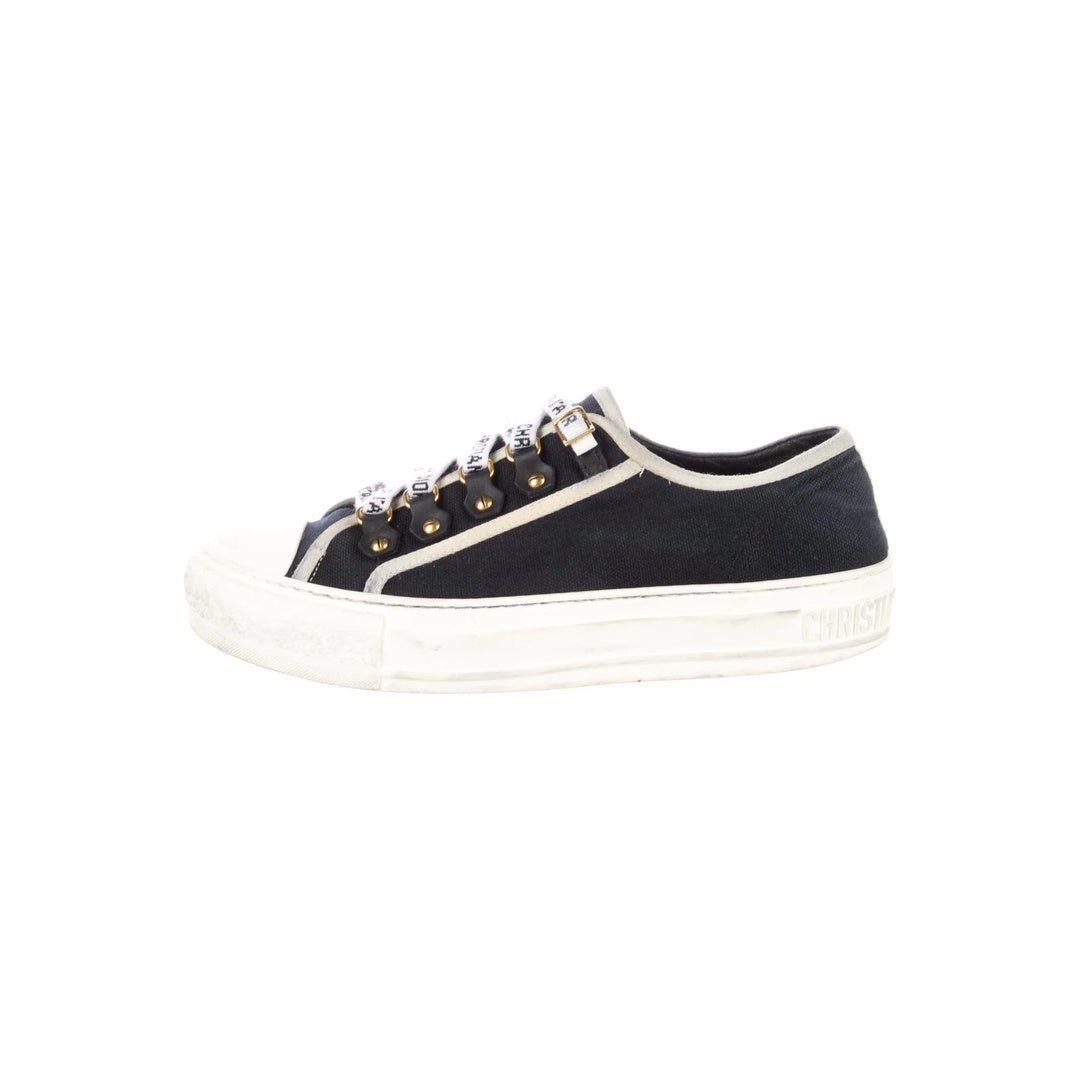 CHRISTIAN DIOR WALK'N'DIOR LOW TOP SNEAKERS BLACK CANVAS BLACK