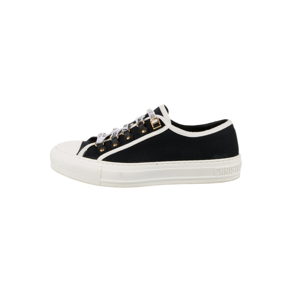CHRISTIAN DIOR WALK'N'DIOR LOW TOP SNEAKERS BLACK CANVAS BLACK