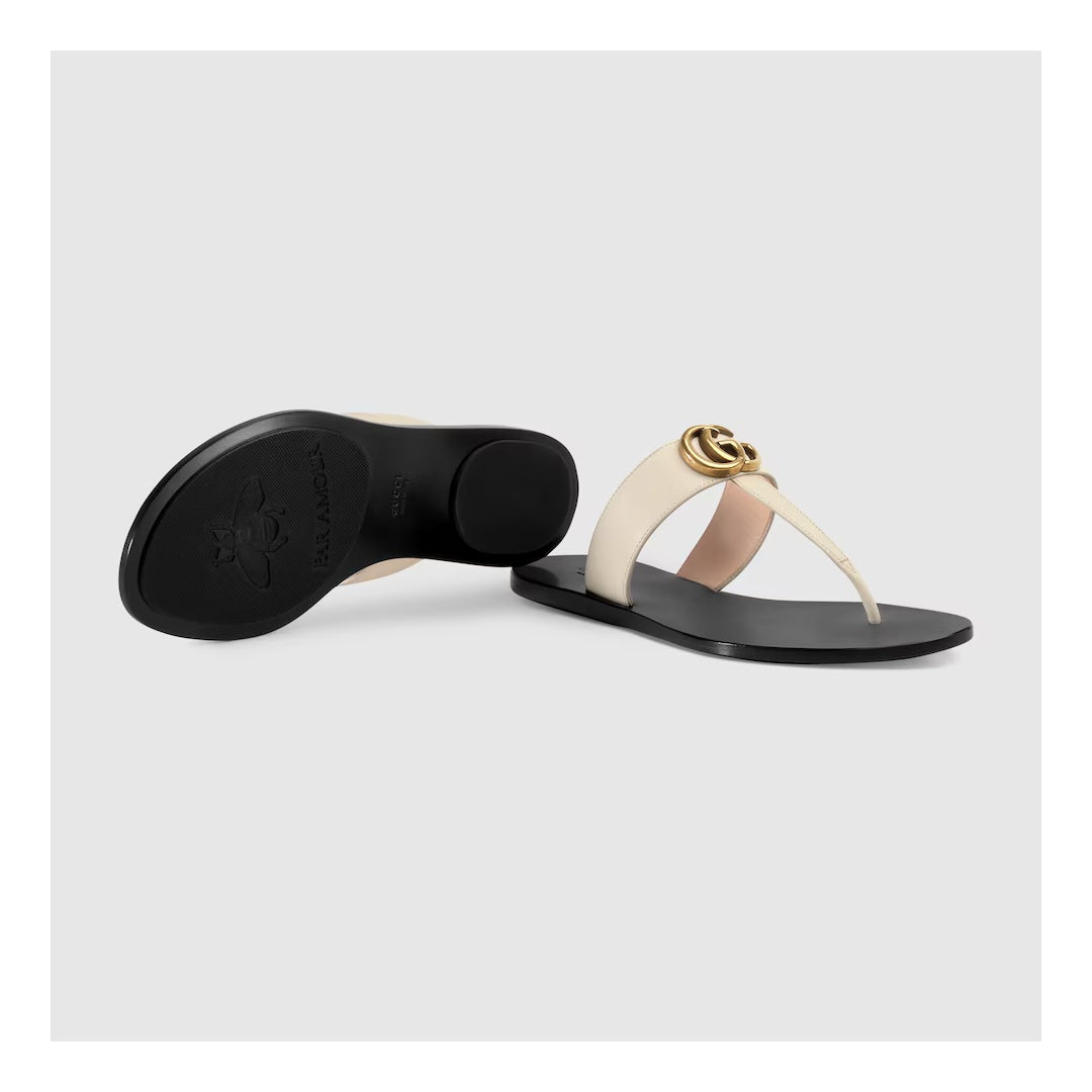 GUCCI VITTORIA THONG SANDAL, LEATHER WHITE