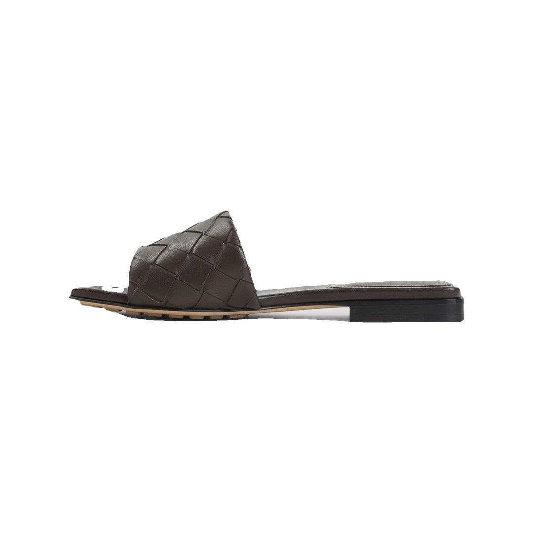 BOTTEGA VENETA FLAT SANDALS WITH CM HEEL BROWN