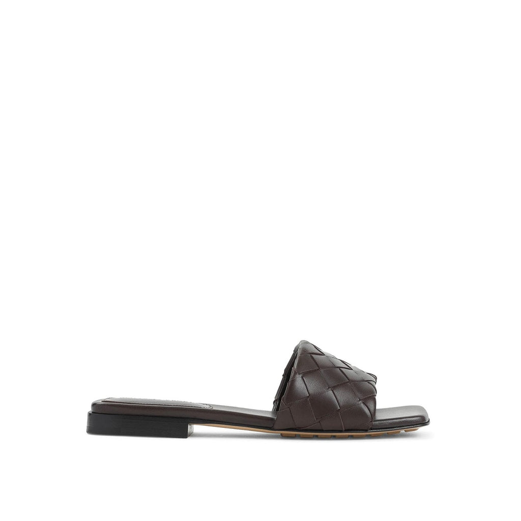 BOTTEGA VENETA FLAT SANDALS WITH CM HEEL BROWN