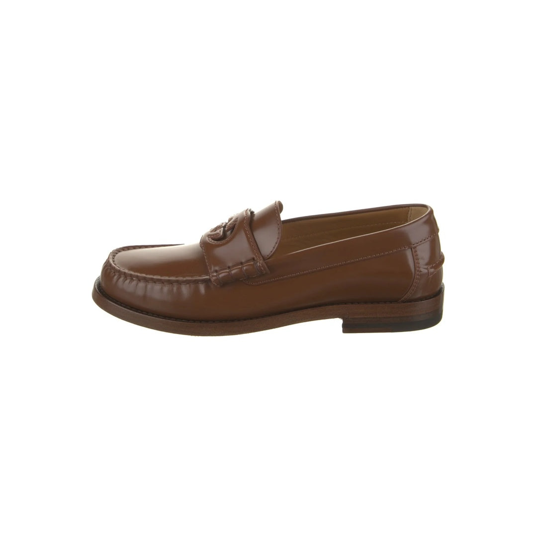 GUCCI FLAT SHOES CALF LEATHER/LEATHER SOLE BROWN