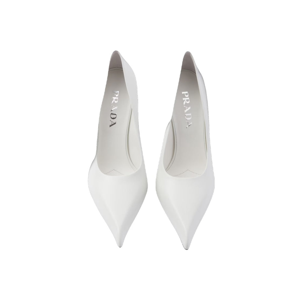 PRADA LEATHER PUMPS WHITE