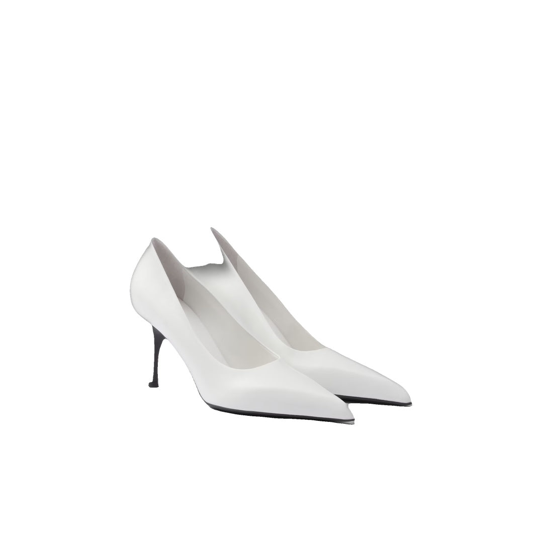 PRADA LEATHER PUMPS WHITE