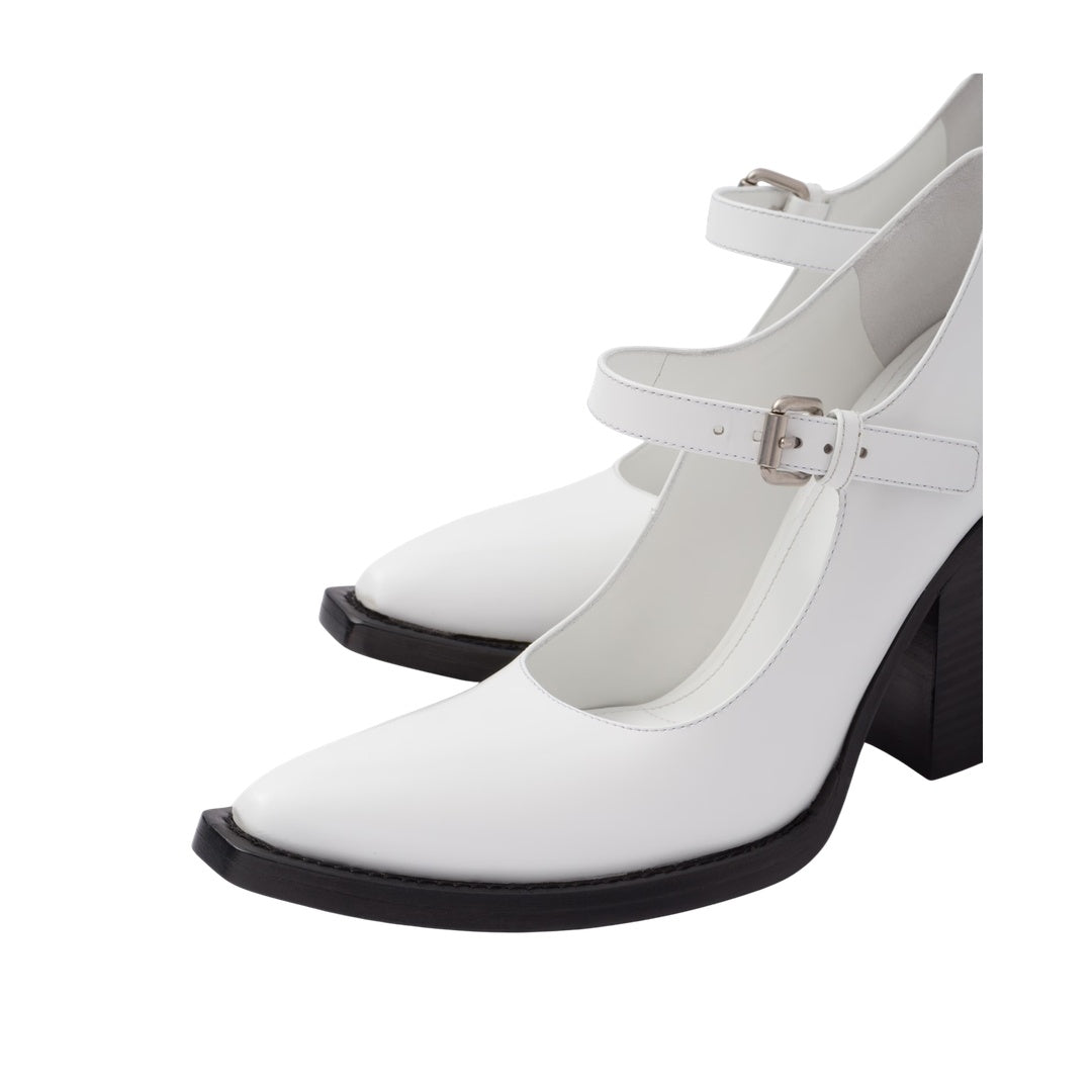 PRADA LEATHER PUMPS WHITE