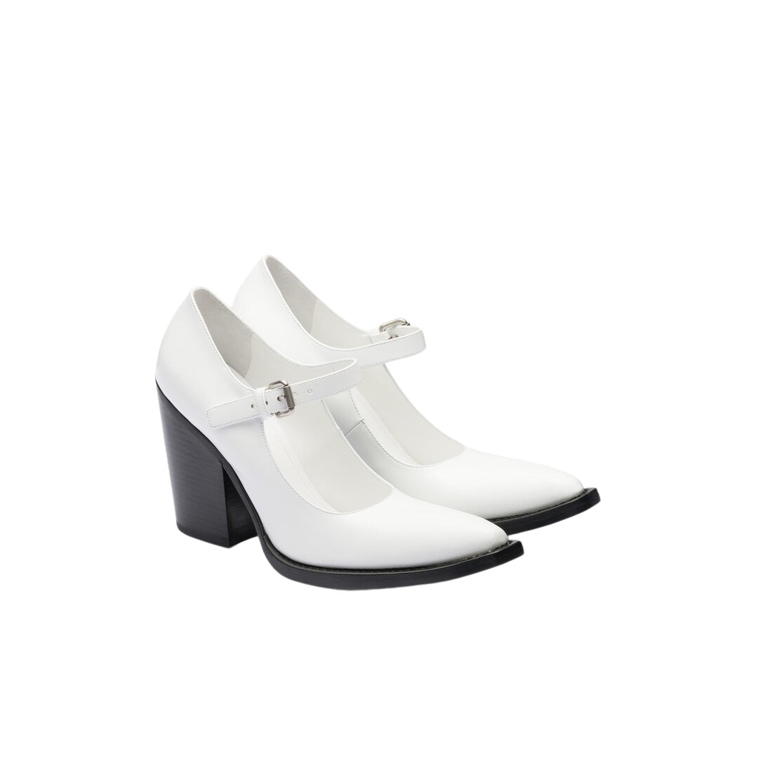 PRADA LEATHER PUMPS WHITE