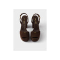 PRADA LOGO-PLAQUE SUEDE PLATFORM SANDALS BROWN