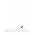 BALENCIAGA POOL LOGO-PRINT SLIDE SANDALS WHITE