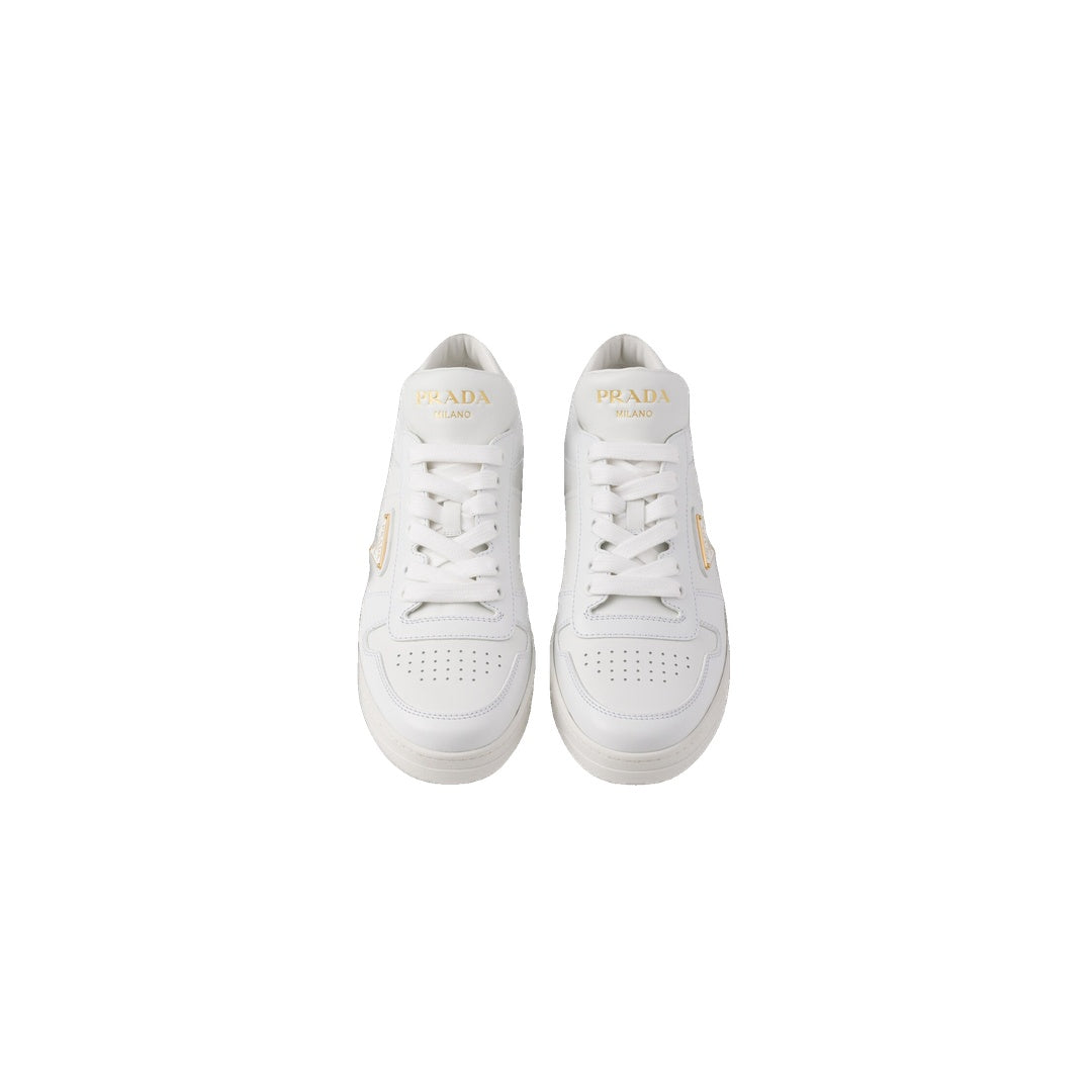 PRADA DOWNTOWN LEATHER SNEAKERS WHITE