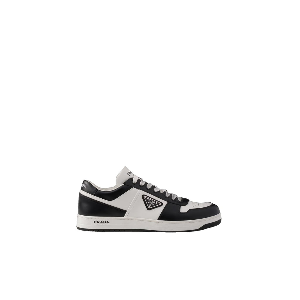 PRADA LEATHER AND FABRIC SNEAKERS WITH TWO TONES WHITE