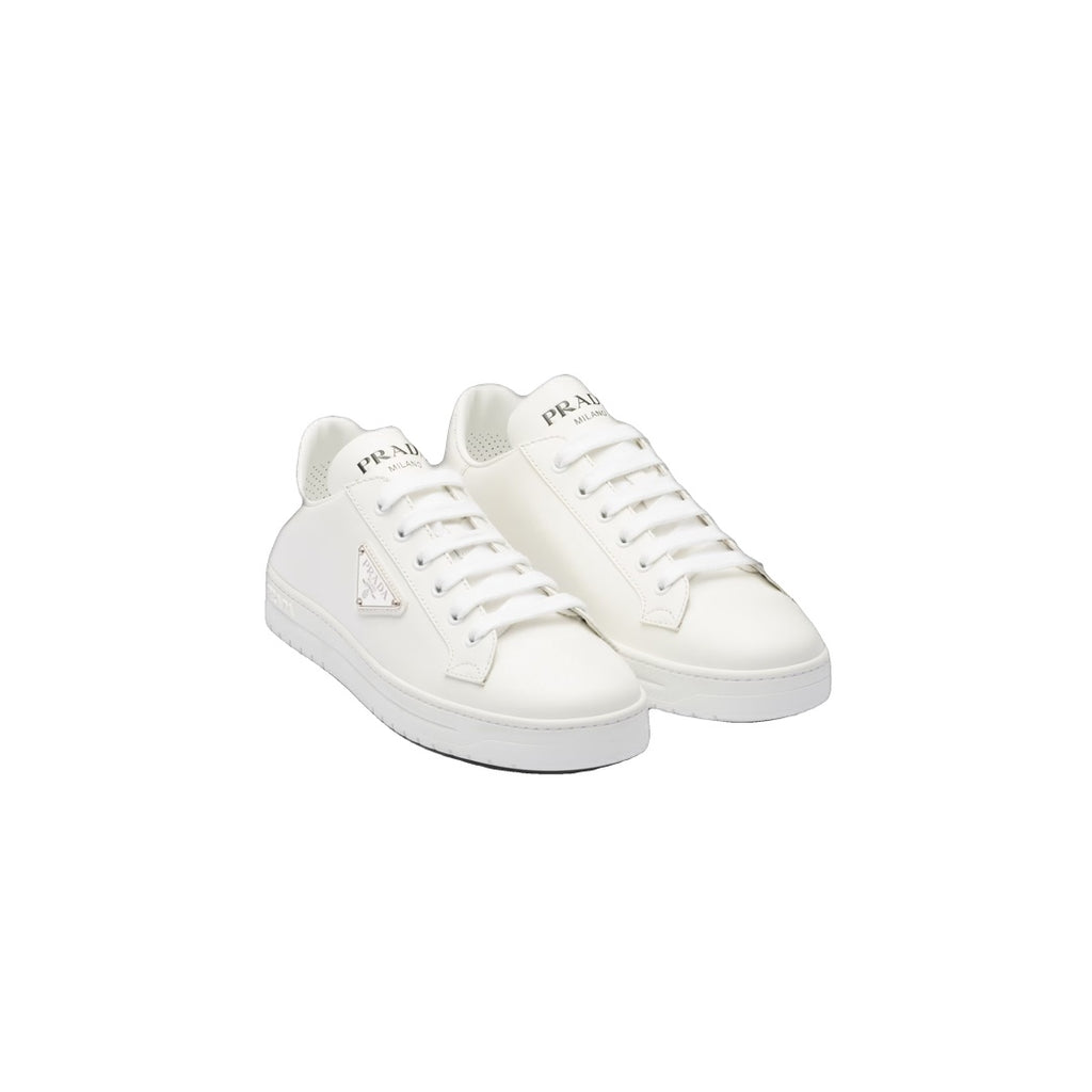 PRADA LEATHER AND FABRIC SNEAKERS WITH TWO TONES WHITE