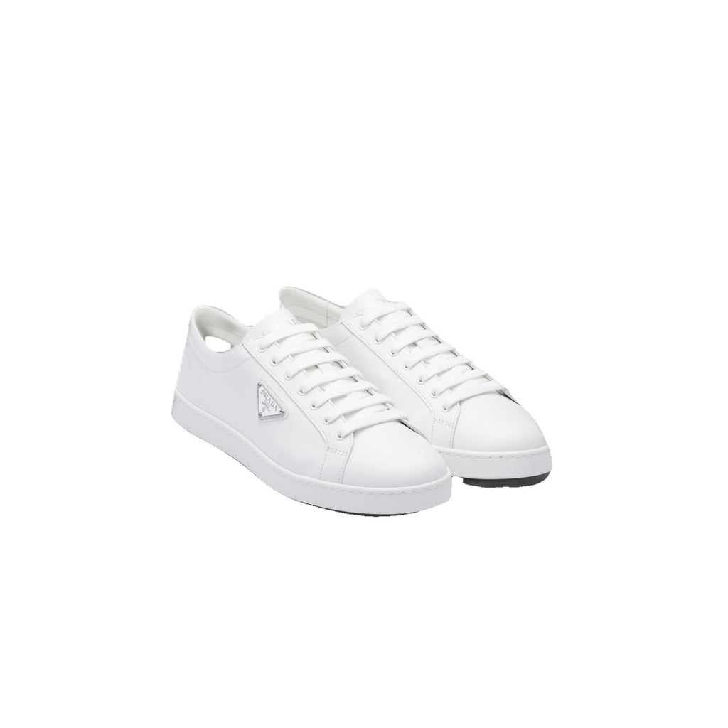 PRADA LEATHER AND FABRIC SNEAKERS WITH TWO TONES WHITE